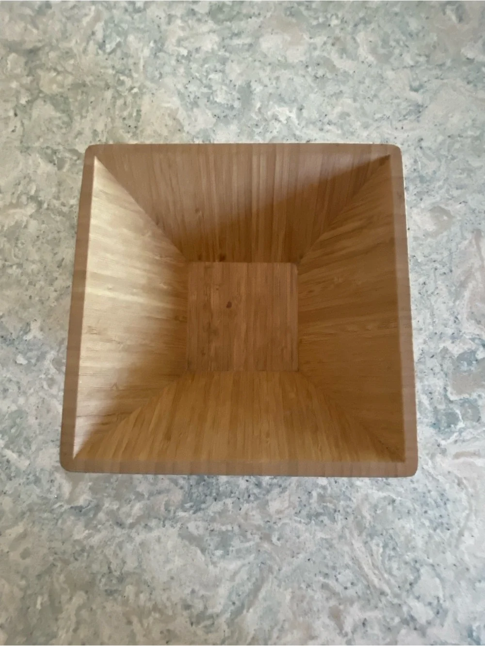 Pampered Chef Square Bamboo Serving or Display Bowl - Natural Wood